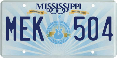 MS license plate MEK504
