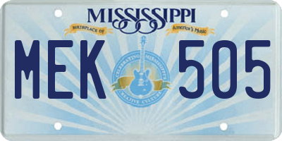MS license plate MEK505