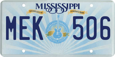 MS license plate MEK506