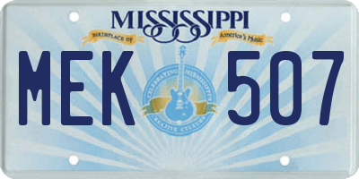 MS license plate MEK507