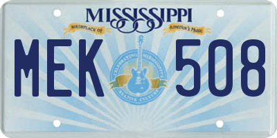 MS license plate MEK508