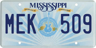 MS license plate MEK509