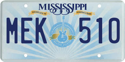 MS license plate MEK510