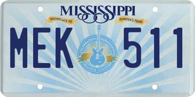 MS license plate MEK511