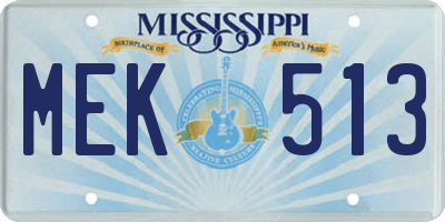 MS license plate MEK513