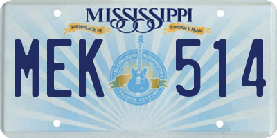 MS license plate MEK514