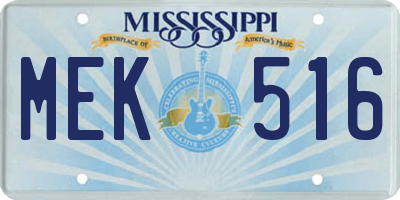 MS license plate MEK516
