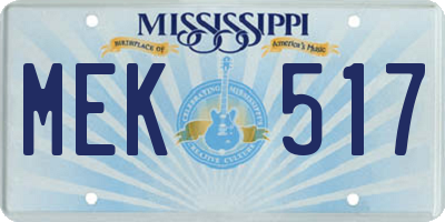 MS license plate MEK517