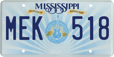 MS license plate MEK518