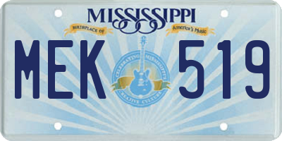 MS license plate MEK519