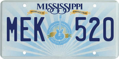 MS license plate MEK520
