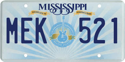 MS license plate MEK521