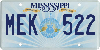 MS license plate MEK522