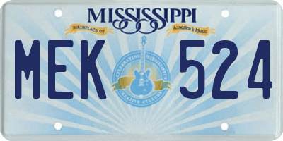 MS license plate MEK524