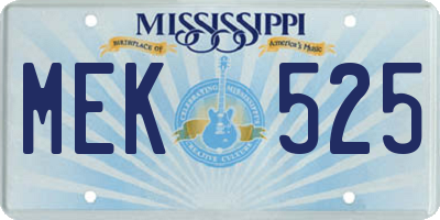MS license plate MEK525
