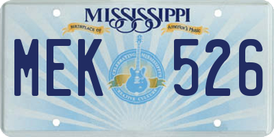 MS license plate MEK526