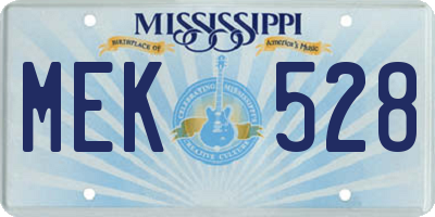 MS license plate MEK528