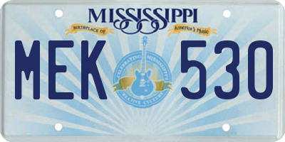 MS license plate MEK530