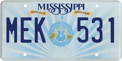 MS license plate MEK531