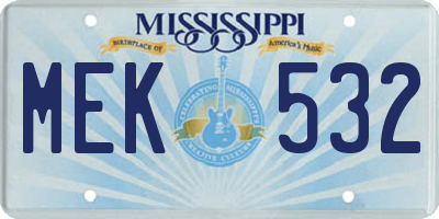 MS license plate MEK532
