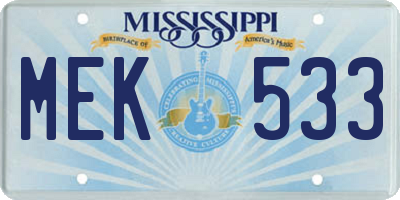 MS license plate MEK533