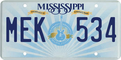 MS license plate MEK534