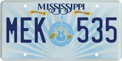 MS license plate MEK535