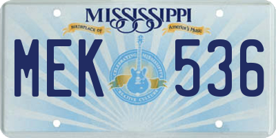 MS license plate MEK536