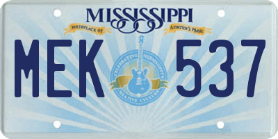 MS license plate MEK537