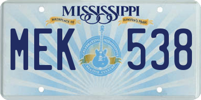 MS license plate MEK538