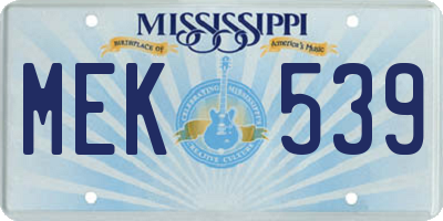 MS license plate MEK539