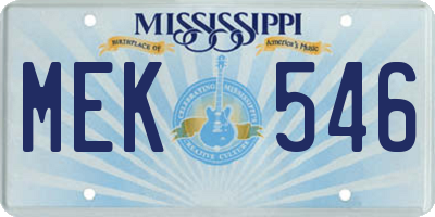MS license plate MEK546