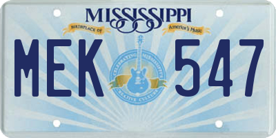 MS license plate MEK547