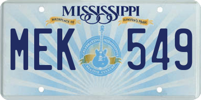 MS license plate MEK549