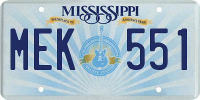 MS license plate MEK551