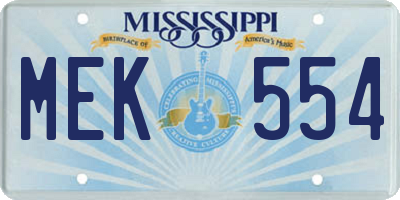 MS license plate MEK554
