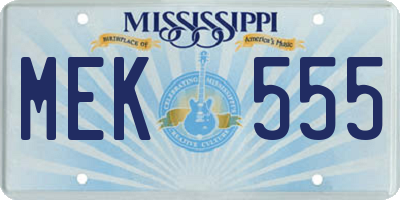 MS license plate MEK555