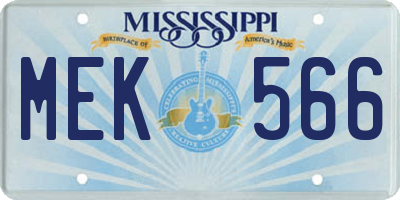 MS license plate MEK566