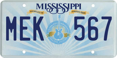 MS license plate MEK567