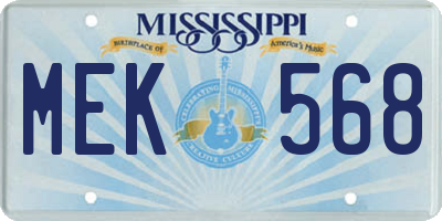 MS license plate MEK568