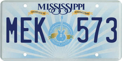 MS license plate MEK573