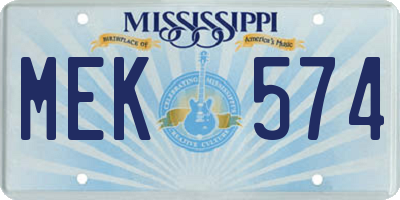MS license plate MEK574