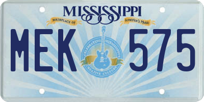MS license plate MEK575