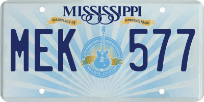 MS license plate MEK577