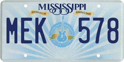 MS license plate MEK578