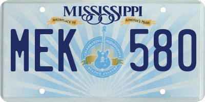 MS license plate MEK580