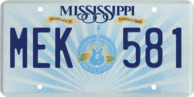 MS license plate MEK581