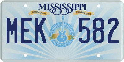 MS license plate MEK582