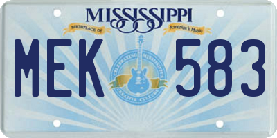 MS license plate MEK583