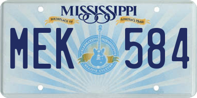 MS license plate MEK584